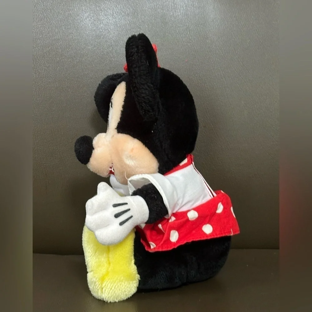 Vintage Disney Parks Minnie Mouse Plush Doll 12” Red Polka Dot Dress Disneyland
